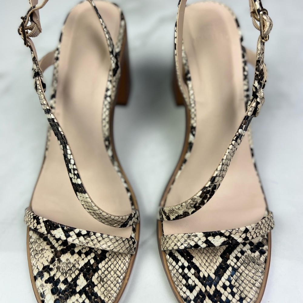 Halston Women’s Snake Skin Heel Strappy Block